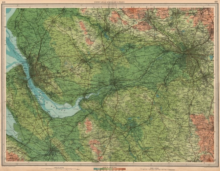 NW ENGLAND Liverpool Manchester Cheshire Bolton Wilmslow Bolton. LARGE 1939 map